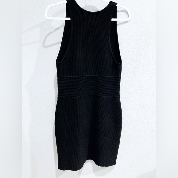 House Of Harlow Black Ribbed Feminine Mini Dress Neutral Contemporary Casual - Picture 8 of 9